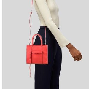 REBECCA MINKOFF crossbody purse bag in orange coral gold leather